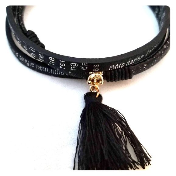 Avelons Designs Jewelry - Leather tri cut tassel bracelet